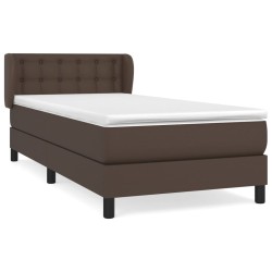 vidaXL Cama box spring con colchón cuero sintético marrón 90x200 cm