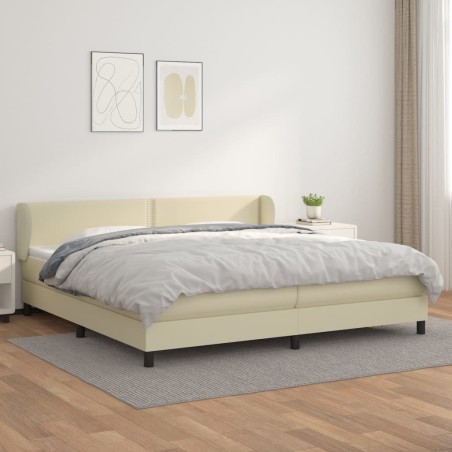vidaXL Cama box spring con colchón cuero sintético crema 200x200 cm