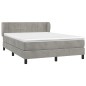 vidaXL Cama box spring con colchón terciopelo gris claro 140x200 cm vidaXL Cama box spring con colchón terciopelo gris claro 140x200 cm