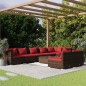 vidaXL Set muebles de jardín 9 piezas y cojines ratán sintético marrón vidaXL Set muebles de jardín 9 piezas y cojines ratán sintético marrón