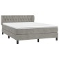 vidaXL Cama box spring con colchón terciopelo gris claro 140x190 cm vidaXL Cama box spring con colchón terciopelo gris claro 140x190 cm
