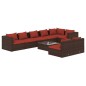vidaXL Set muebles de jardín 9 piezas y cojines ratán sintético marrón vidaXL Set muebles de jardín 9 piezas y cojines ratán sintético marrón