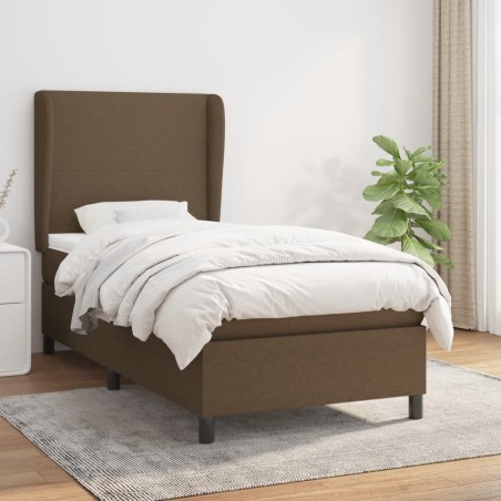 vidaXL Cama box spring con colchón tela marrón oscuro 80x200 cm
