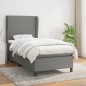 vidaXL Cama box spring con colchón tela gris oscuro 90x200 cm