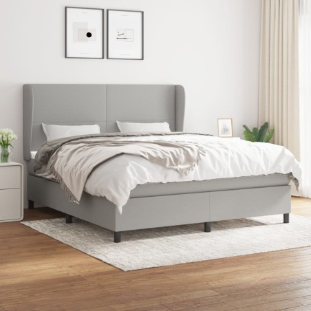 vidaXL Cama box spring con colchón tela gris claro 160x200 cm