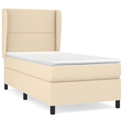 vidaXL Cama box spring con colchón tela color crema 100x200 cm
