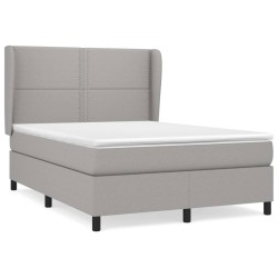 vidaXL Cama box spring con colchón tela gris claro 140x200 cm