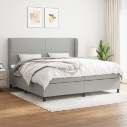 vidaXL Cama box spring con colchón tela gris claro 200x200 cm