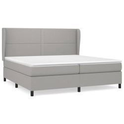 vidaXL Cama box spring con colchón tela gris claro 200x200 cm