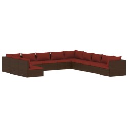 vidaXL Set de muebles de jardín 11 pzas cojines ratán sintético marrón