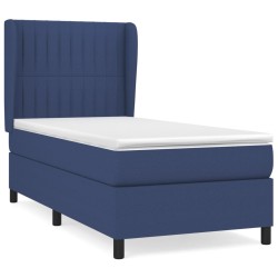 vidaXL Cama box spring con colchón tela azul 90x200 cm