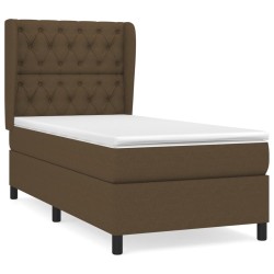 vidaXL Cama box spring con colchón tela marrón oscuro 80x200 cm