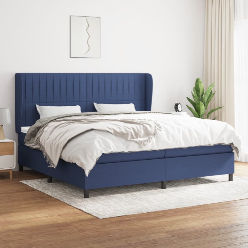 vidaXL Cama box spring con colchón tela azul 200x200 cm vidaXL Cama box spring con colchón tela azul 200x200 cm