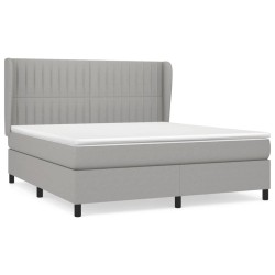 vidaXL Cama box spring con colchón tela gris claro 180x200 cm