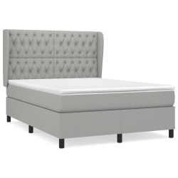 vidaXL Cama box spring con colchón tela gris claro 140x190 cm