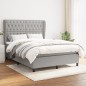 vidaXL Cama box spring con colchón tela gris claro 140x200 cm vidaXL Cama box spring con colchón tela gris claro 140x200 cm