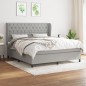 vidaXL Cama box spring con colchón tela gris claro 160x200 cm