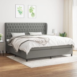 vidaXL Cama box spring con colchón tela gris oscuro 200x200 cm