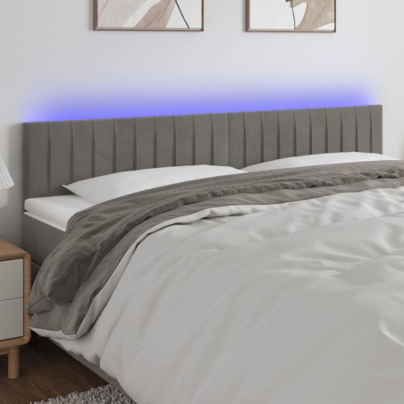 vidaXL Cabecero con LED de terciopelo gris claro 200x5x78/88 cm