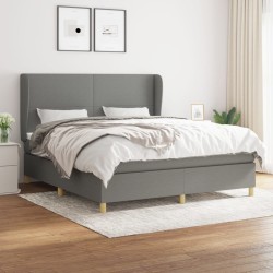 vidaXL Cama box spring con colchón tela gris oscuro 180x200 cm