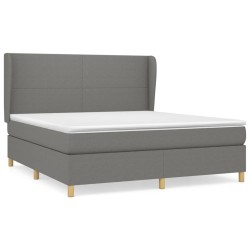 vidaXL Cama box spring con colchón tela gris oscuro 180x200 cm