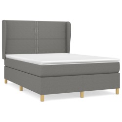 vidaXL Cama box spring con colchón tela gris oscuro 140x200 cm