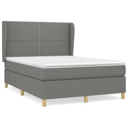 vidaXL Cama box spring con colchón tela gris oscuro 140x190 cm