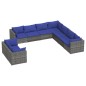 vidaXL Set de muebles de jardín 9 pzas y cojines ratán sintético gris vidaXL Set de muebles de jardín 9 pzas y cojines ratán sintético gris