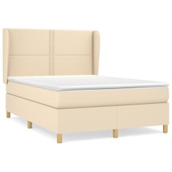 vidaXL Cama box spring con colchón tela color crema 140x200 cm