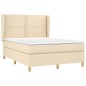 vidaXL Cama box spring con colchón tela color crema 140x200 cm vidaXL Cama box spring con colchón tela color crema 140x200 cm