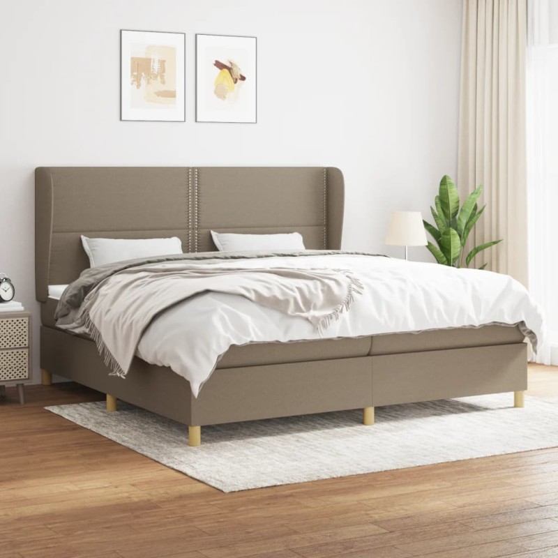 vidaXL Cama box spring con colchón tela gris taupe 200x200 cm vidaXL Cama box spring con colchón tela gris taupe 200x200 cm