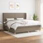 vidaXL Cama box spring con colchón tela gris taupe 200x200 cm vidaXL Cama box spring con colchón tela gris taupe 200x200 cm