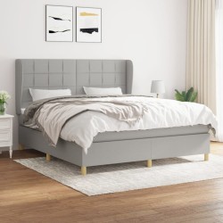 vidaXL Cama box spring con colchón tela gris claro 180x200 cm