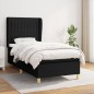 vidaXL Cama box spring con colchón tela negro 80x200 cm vidaXL Cama box spring con colchón tela negro 80x200 cm