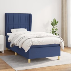 vidaXL Cama box spring con colchón tela azul 90x190 cm