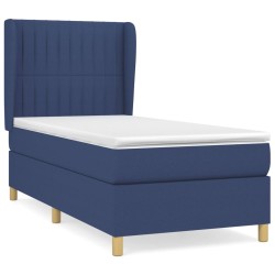 vidaXL Cama box spring con colchón tela azul 90x190 cm