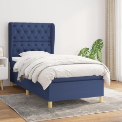 vidaXL Cama box spring con colchón tela azul 80x200 cm