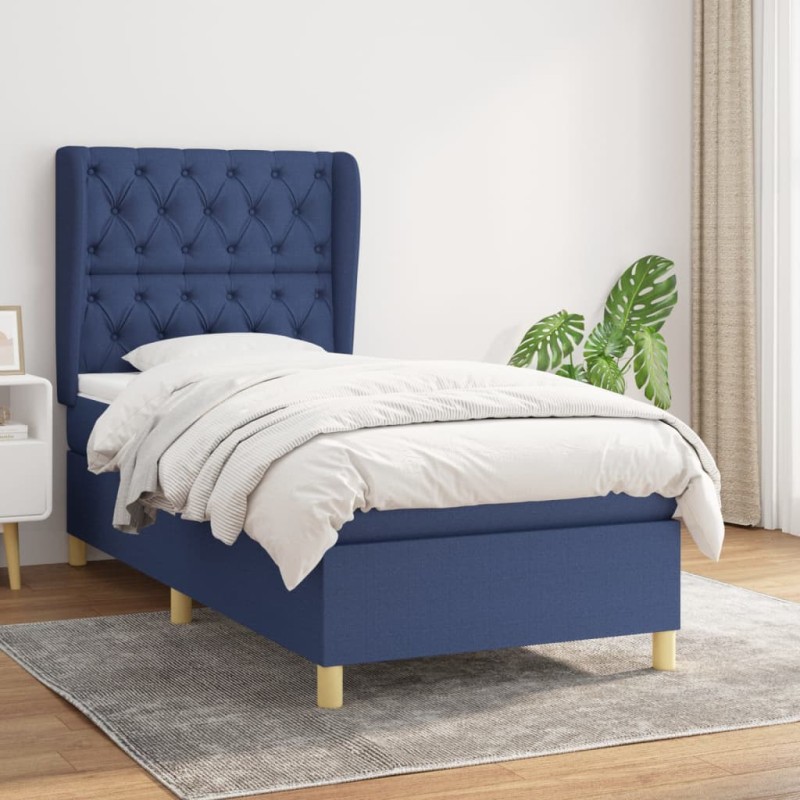 vidaXL Cama box spring con colchón tela azul 80x200 cm vidaXL Cama box spring con colchón tela azul 80x200 cm