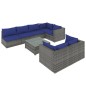 vidaXL Set de muebles de jardín 8 pzas y cojines ratán sintético gris vidaXL Set de muebles de jardín 8 pzas y cojines ratán sintético gris