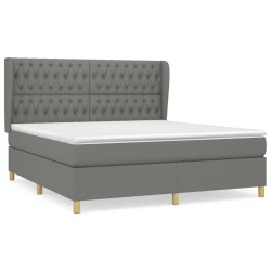 vidaXL Cama box spring con colchón tela gris oscuro 180x200 cm