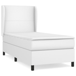 vidaXL Cama box spring con colchón cuero sintético blanco 90x190 cm