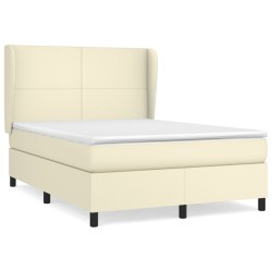 vidaXL Cama box spring con colchón cuero sintético crema 140x200cm