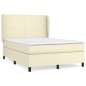 vidaXL Cama box spring con colchón cuero sintético crema 140x200cm vidaXL Cama box spring con colchón cuero sintético crema 140x200cm