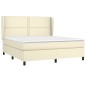 vidaXL Cama box spring con colchón cuero sintético crema 160x200 cm vidaXL Cama box spring con colchón cuero sintético crema 160x200 cm