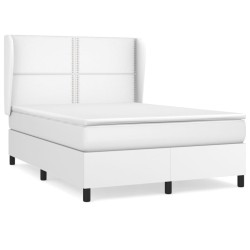 vidaXL Cama box spring con colchón cuero sintético blanco 140x200cm
