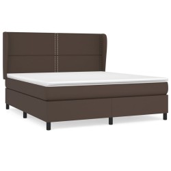 vidaXL Cama box spring con colchón cuero sintético marrón 180x200 cm