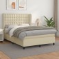 vidaXL Cama box spring con colchón cuero sintético crema 140x200cm