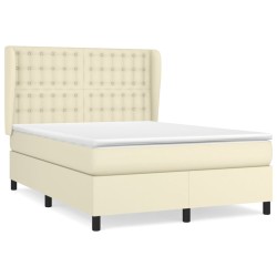 vidaXL Cama box spring con colchón cuero sintético crema 140x200cm