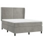 vidaXL Cama box spring con colchón terciopelo gris claro 140x200 cm vidaXL Cama box spring con colchón terciopelo gris claro 140x200 cm