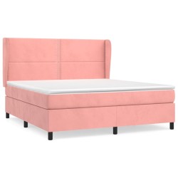 vidaXL Cama box spring con colchón terciopelo rosa 160x200 cm